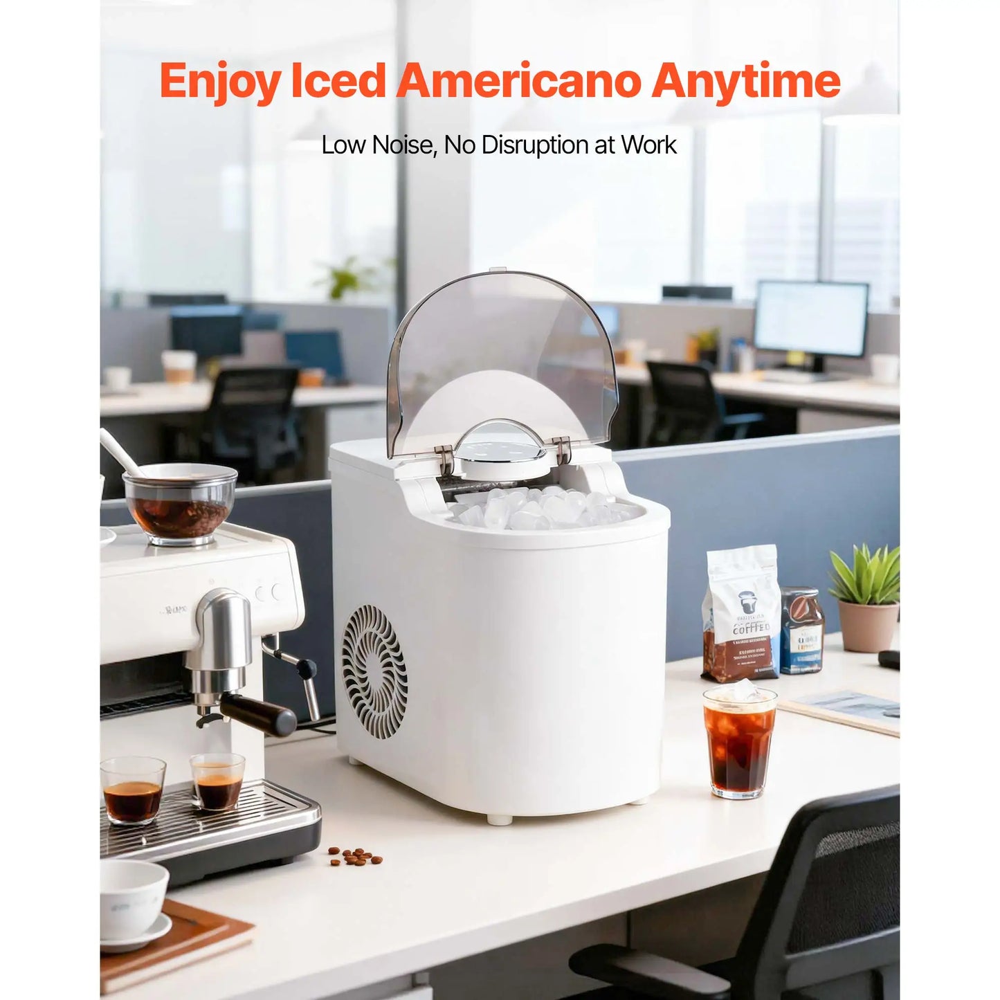 SucceBuy Countertop Ice Maker 7 Cubes Ready in 6 Mins 26 lbs per Day with Ice Scoop 2 Sizes Bullet Ices for Home Kitchen Office