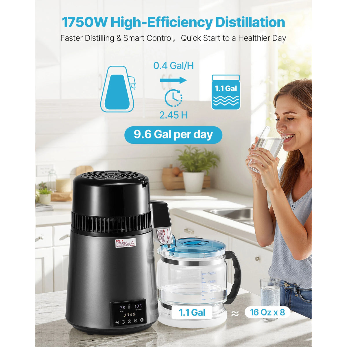 SucceBuy Stainless Steel Water Distiller for Pure Drinking Water