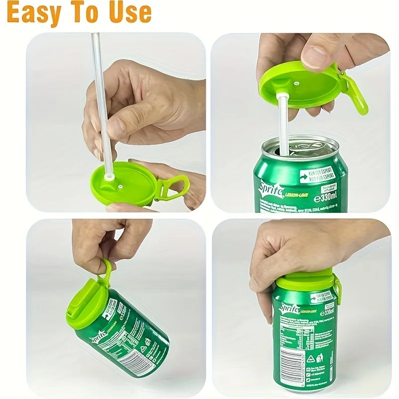Reusable Can Lid With Straw For Beverages And Soft Drinks