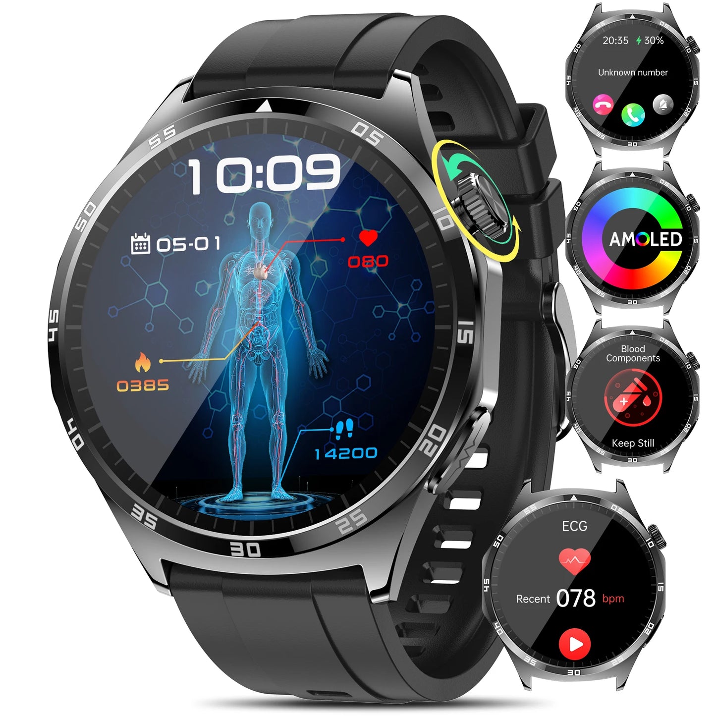 Marsyu ECG PPG HRV Oxygen Health Smartwatch With Lipid And Uric Acid Monitoring