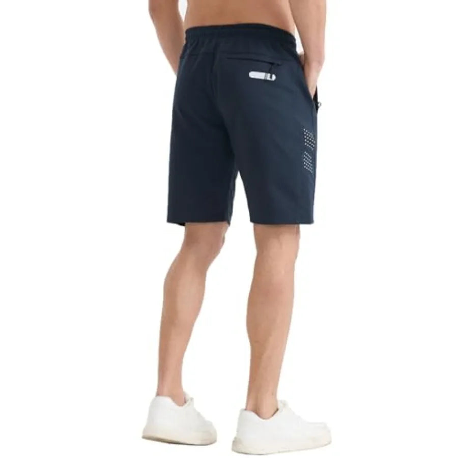 Mens Shorts Casual Gym Athletic Workout Running Sweat Cotton Stretch Shorts with Zipper Pockets Basketball Tennis