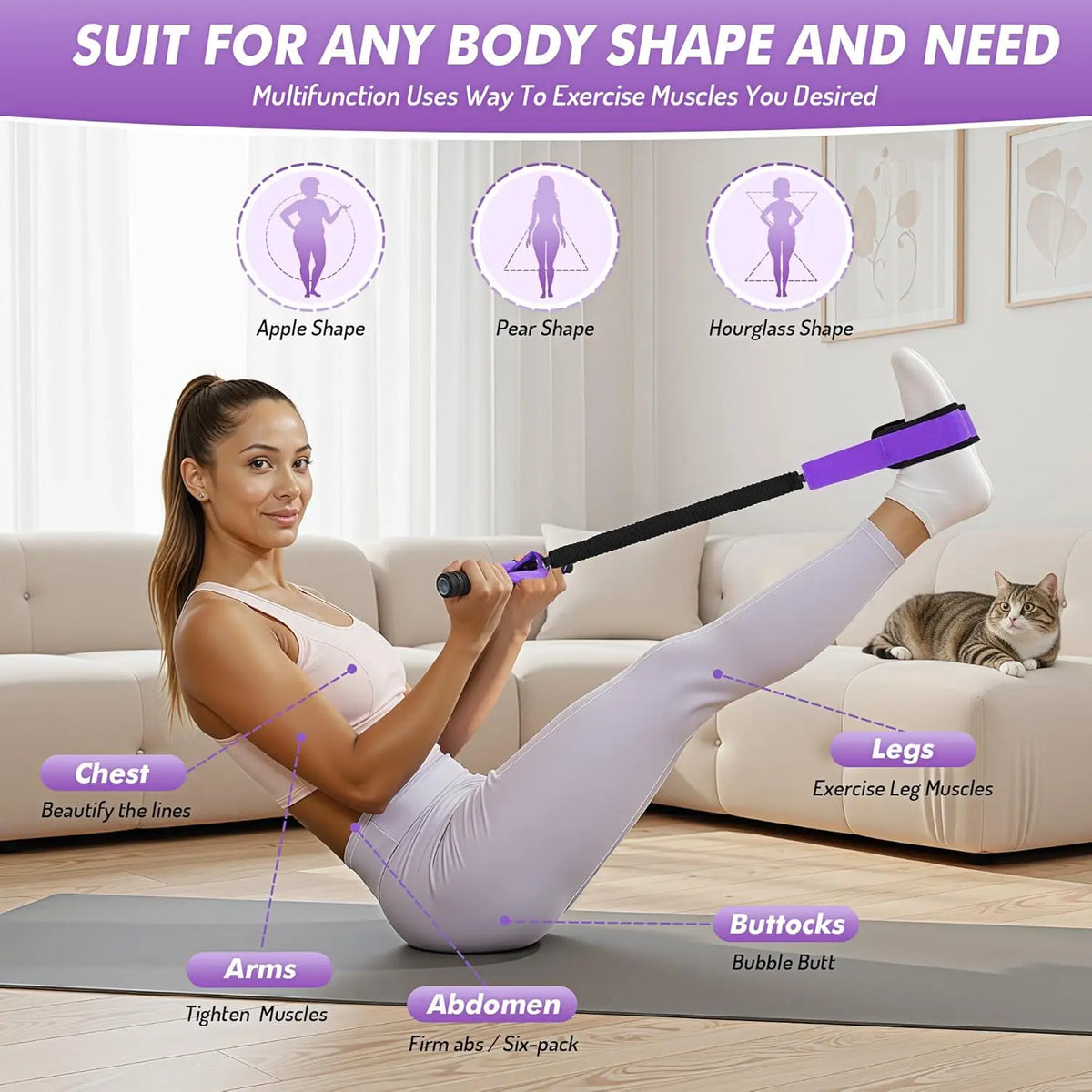 Upgraded Pedal Resistance Band – Durable Latex Tubes, Soft Foot Pedals, Sit-Up & Stretch Fitness Equipment Summerwins