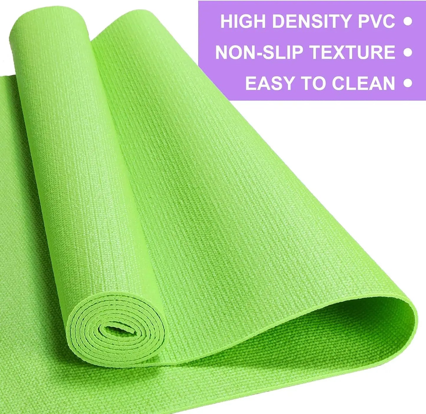 3 mm Thin Yoga Mats Lightweight PVC Exercise Mats Non Slip Workout Fitness Pads for Yoga Pilates Stretching Classes Gym Home Studio, Easy to Clean