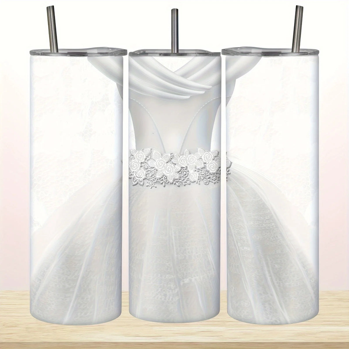 20oz Stainless Steel Water Bottle Set for Couples – Machine Washable,, Leak-Proof, Double-Wall Insulated Drink Tumblers - Perfect for Climbing, Outdoor Sports - Unique Bride Groom, Tuxedo, Wedding Dress Designs - Ideal for