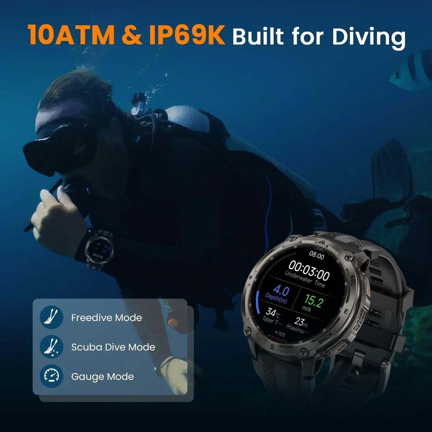 KOSPET Tank T4 Smart Watch with GPS and 10ATM Waterproof