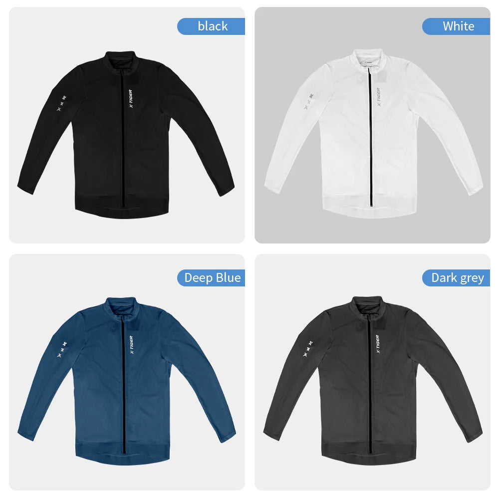 X-TIGER Summer Men's Long Sleeves Cycling Jersey Minimalist UV Protection Breathable Quick Dry Road Bike MTB Bicycle Riding Top