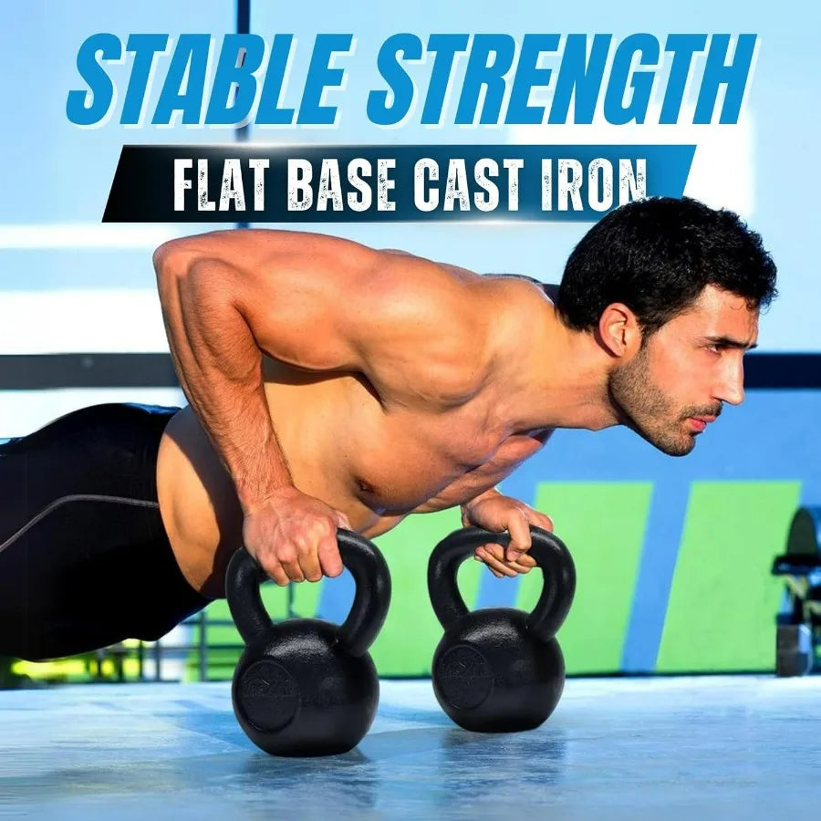 LISM Cast Iron Kettlebell Set For Strength Training Wide Handles
