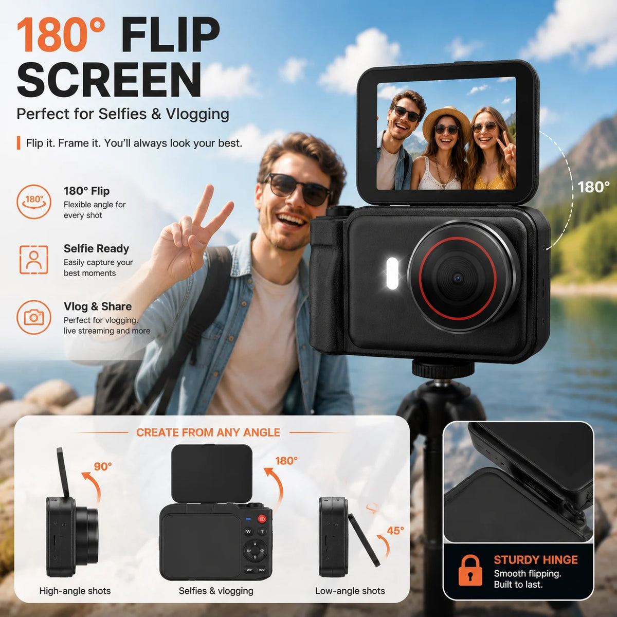 WO 4K Autofocus Digital Camera With Flip Screen For Travel