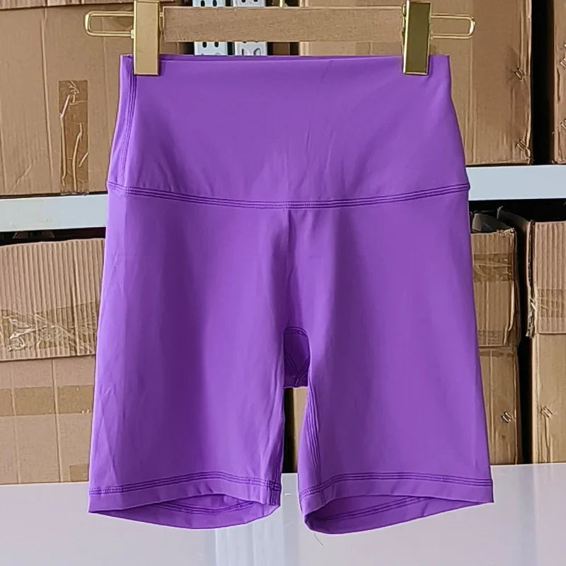 SDFHSFH Women's High Waist Yoga Shorts Nylon Elastane
