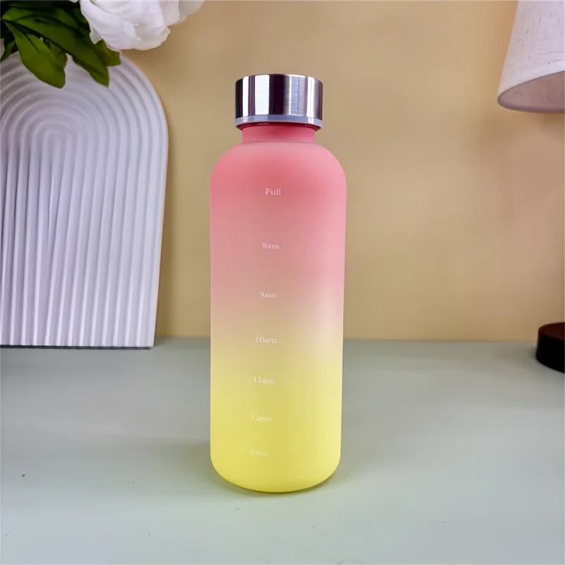 Time Marker Water Bottle Eco Friendly BPA Free Frosted Plastic