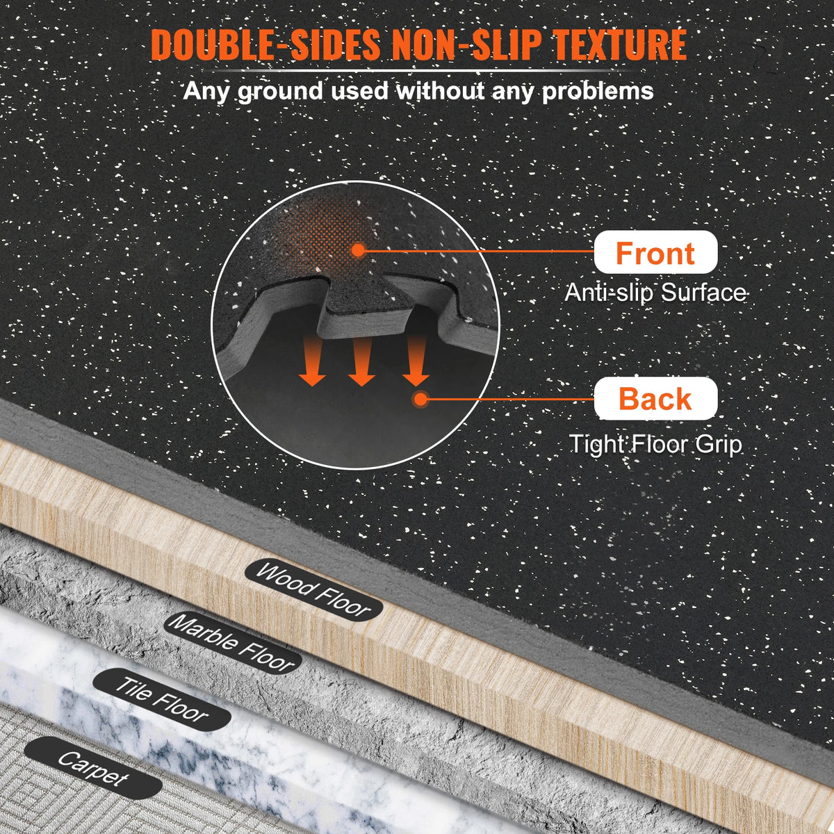 SucceBuy Interlocking Gym Floor Mats with EVA Foam Rubber Top