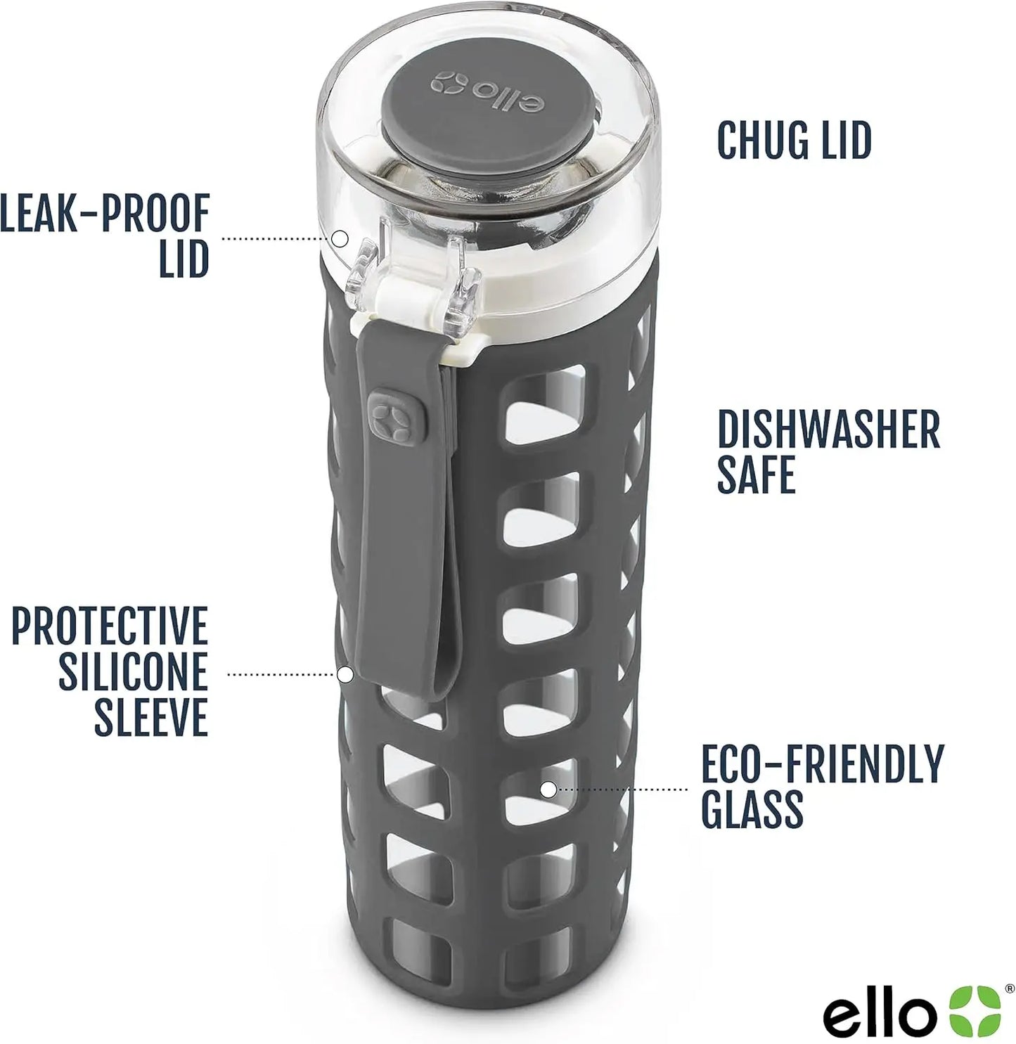 Reusable Glass Water Bottle With One Touch Leak Proof Lid