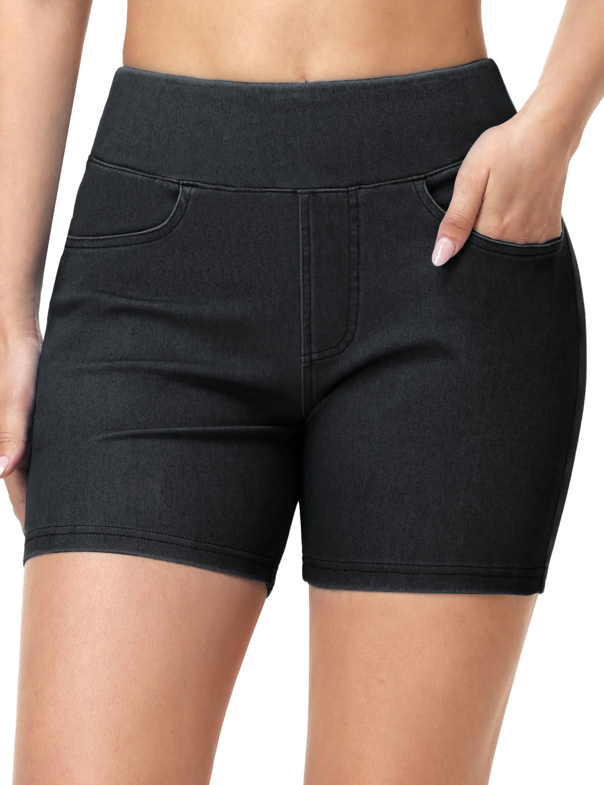 THE GYM PEOPLE Women's High Waisted Denim Shorts With Pockets