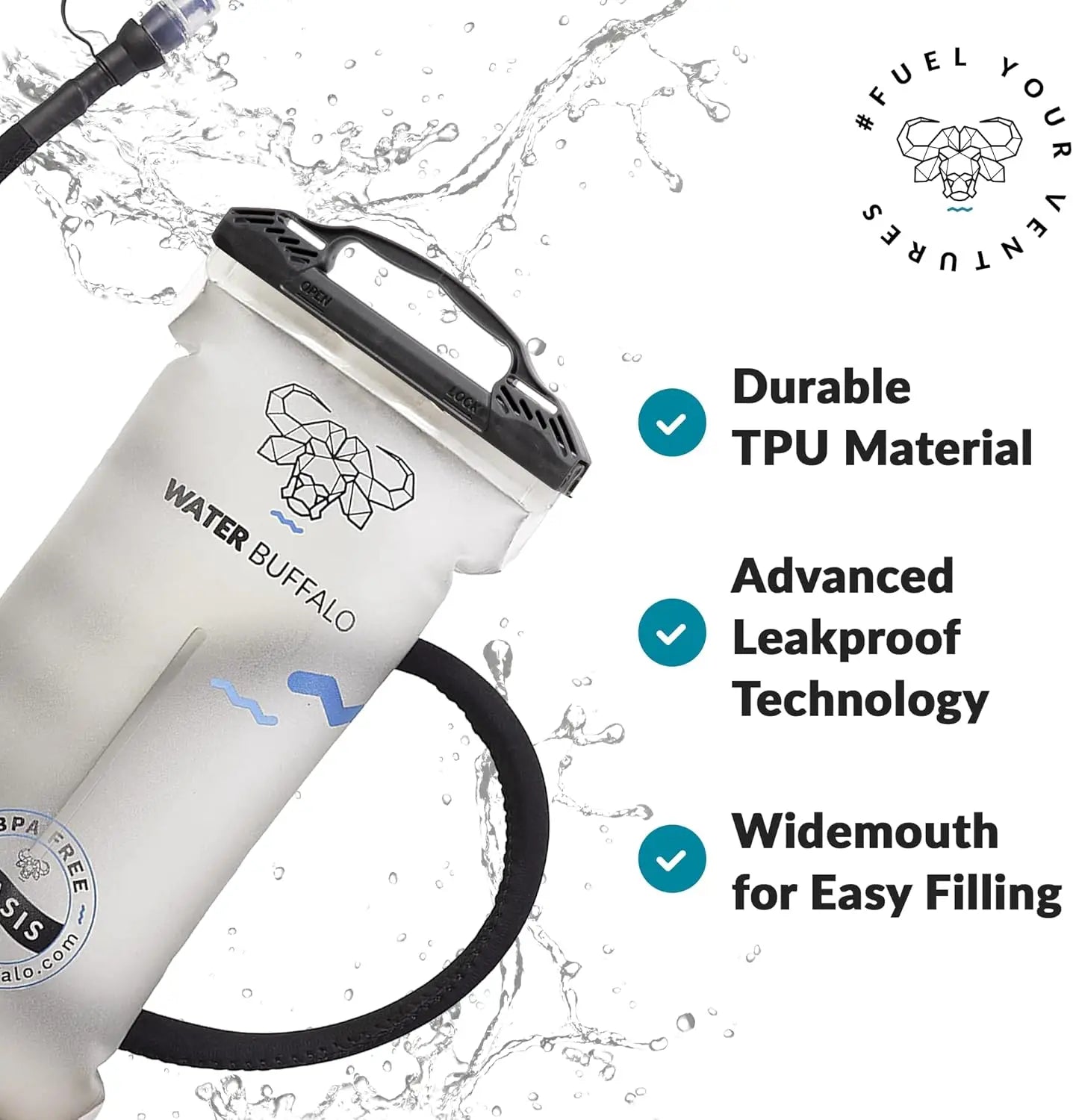 Hydration Bladder Leakproof Water Reservoir For Hiking With Insulated Hose