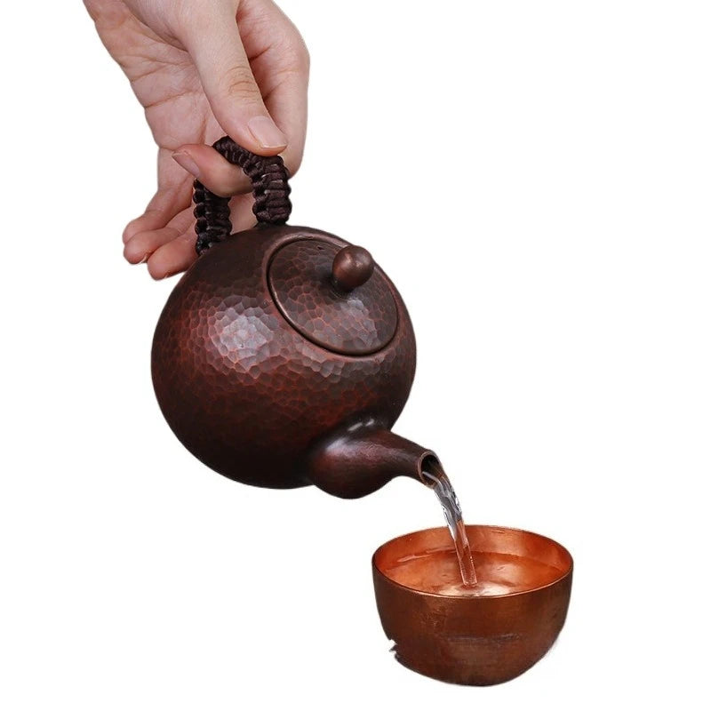 Handmade Antique Copper Kung Fu Teapot for Traditional Tea Brewing