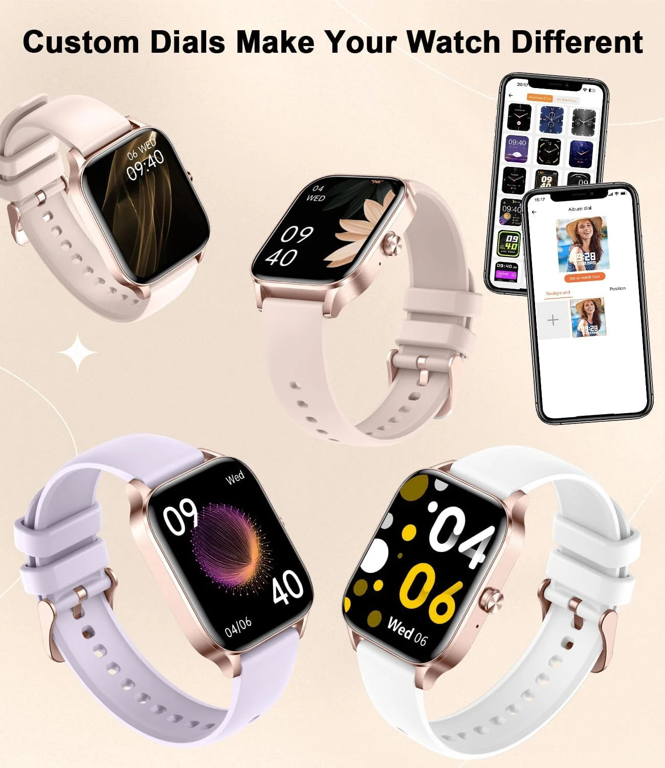 Android Womens Smartwatch With Calls 1.85Inch Touchscreen 100 Sports Modes
