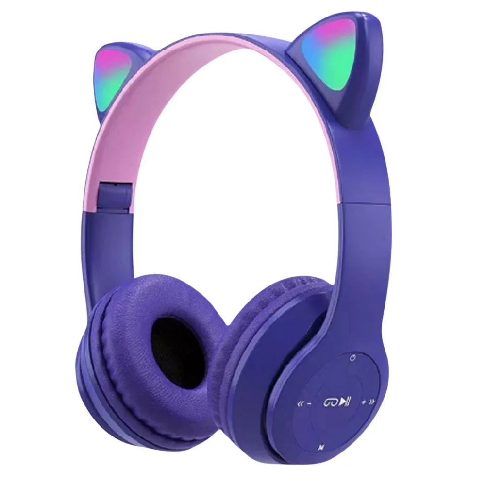 ANENG Wireless Cat Ear Headphones Bluetooth Over-Ear Headset Glow Light