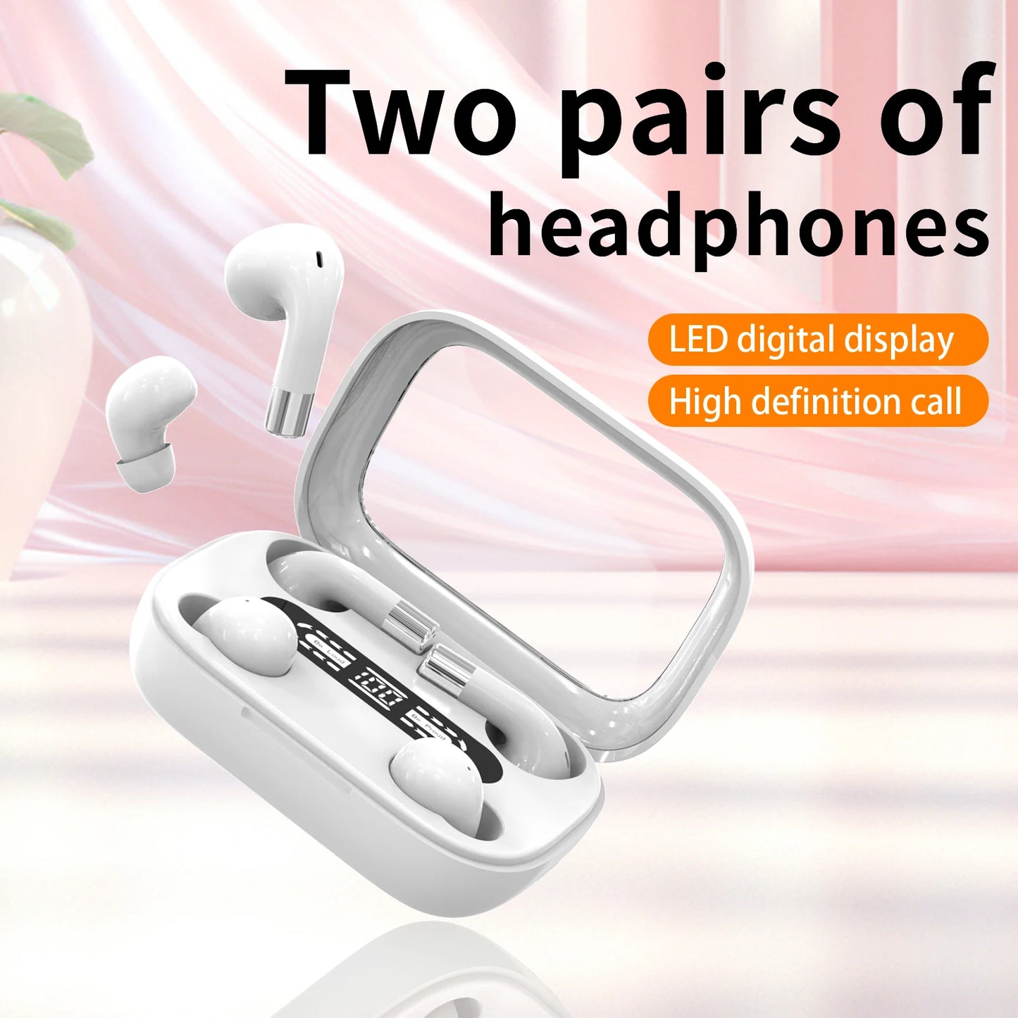 2in1 Wireless Headphones Bluetooth Earphones, Mini Sleeping Earbuds, Dual Sound Bass HIFI 4D Effects Headset, Intelligent Noise Reduction Wireless Earphone, Office, Leisure, Sports, Sleep, Essential Partners, Ultra Long Batte