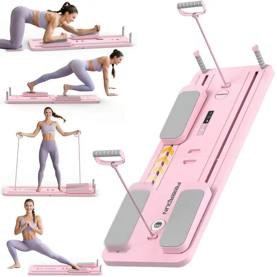 300 LBS Weight Capacity Multifunctional Fitness Board With Automatic Rebound, Core Training Ab Roller, Foldable Workout Machines - Full Body Workout Equipment, Home And Gym Pilates With Resistance Bands.Small Space Storage.
