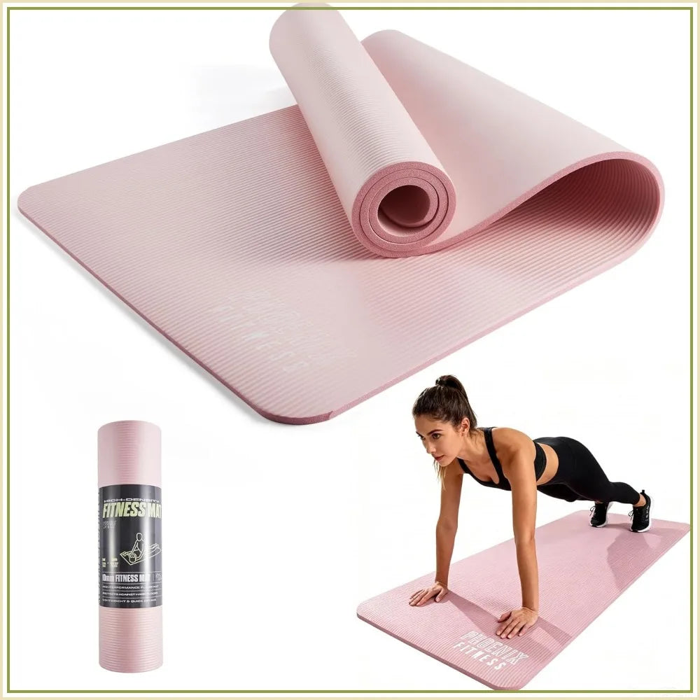 Extra Thick 15mm NBR Yoga Mat with Carry Strap - Non Slip for HIIT, Pilates, Men & Women