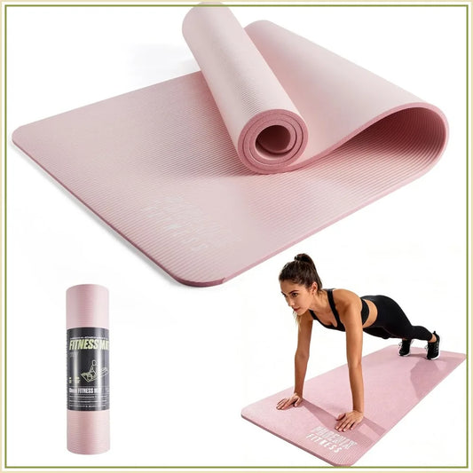 Extra Thick 15mm NBR Yoga Mat with Carry Strap - Non Slip for HIIT, Pilates, Men & Women