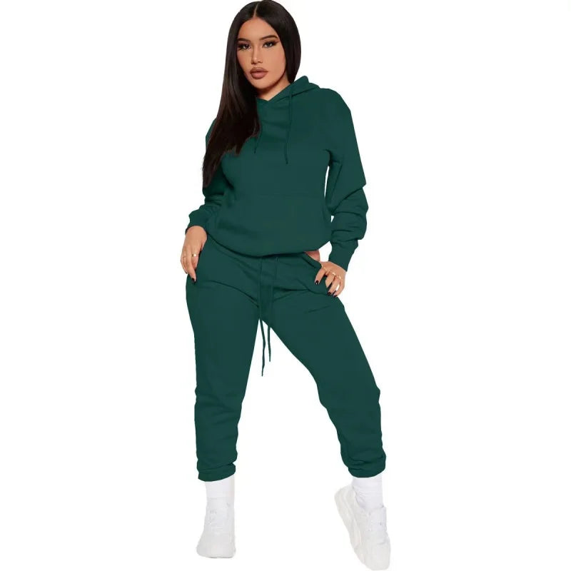 Winter Tracksuit Women Two Piece Set Hoodie Sweatpants