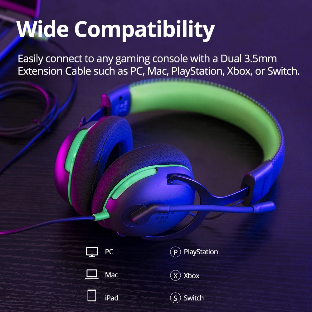 Tronsmart G10 Multiplatform Wired Over-the-Ear Gaming Headset for PC, PS5, PS4, Xbox Series X|S, Xbox One, Nintendo Switch, Mobile