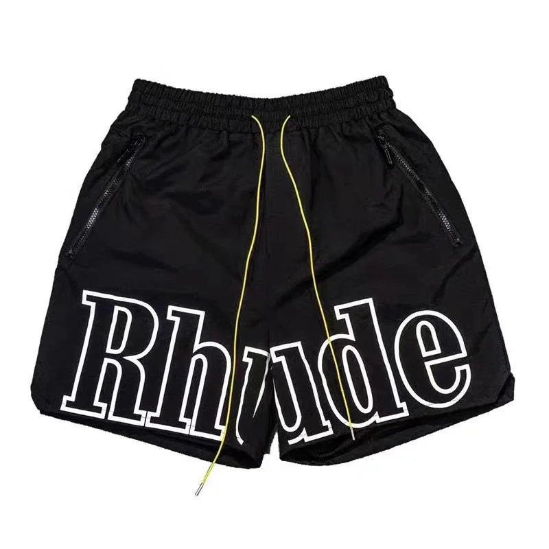 2026 Rhude High Street Trend Casual Shorts Men Woman Letter Print Loose Breathable Light Quick Drying Rhude Sports Shorts