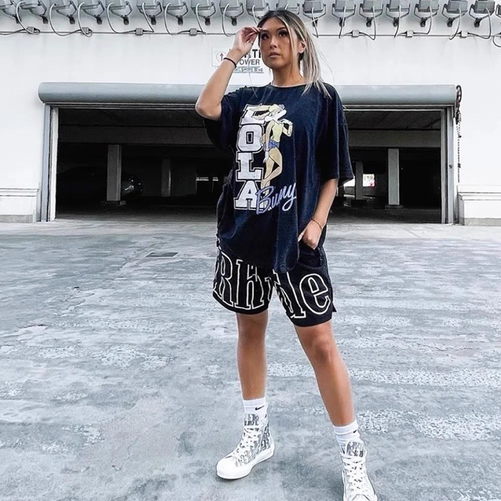 2026 Rhude High Street Trend Casual Shorts Men Woman Letter Print Loose Breathable Light Quick Drying Rhude Sports Shorts