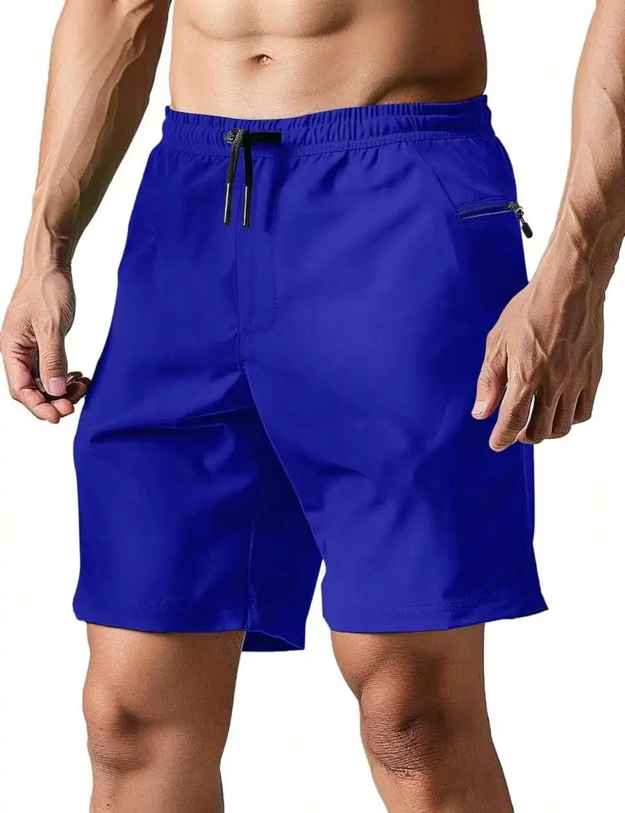 Mens Quick Dry Swim Trunks With Compression Liner And Zipper Pockets
