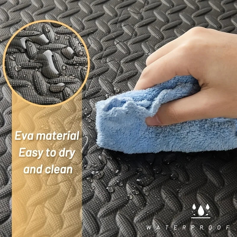 60pcs,11.8x11.8 Inch Interlocking EVA Foam Puzzle Floor Tiles, 1/2 Inch Thick Anti-Slip Shock Absorbing Gym Exercise Mats, Waterproof Noise Reduction Floor Padding with Border Strips for Home Gym Yoga Treadmill Garage Worksho