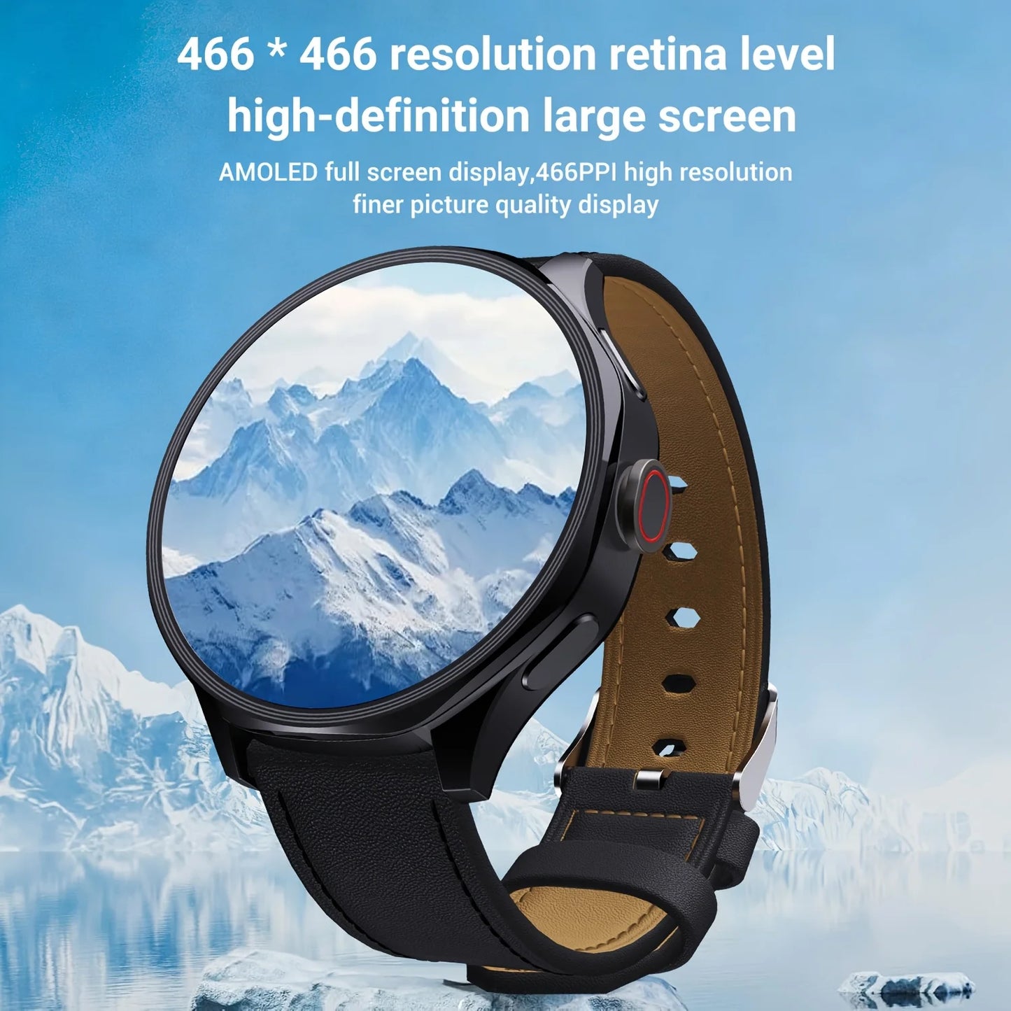 Android 4G SIM Smartwatch, Large 1.73-inch AMOLED Display, 3 GB RAM + 32 GB Storage for Men and Women, Rotating Camera, Wi-fi, GPS, 800 MAh Battery, Activity Tracker