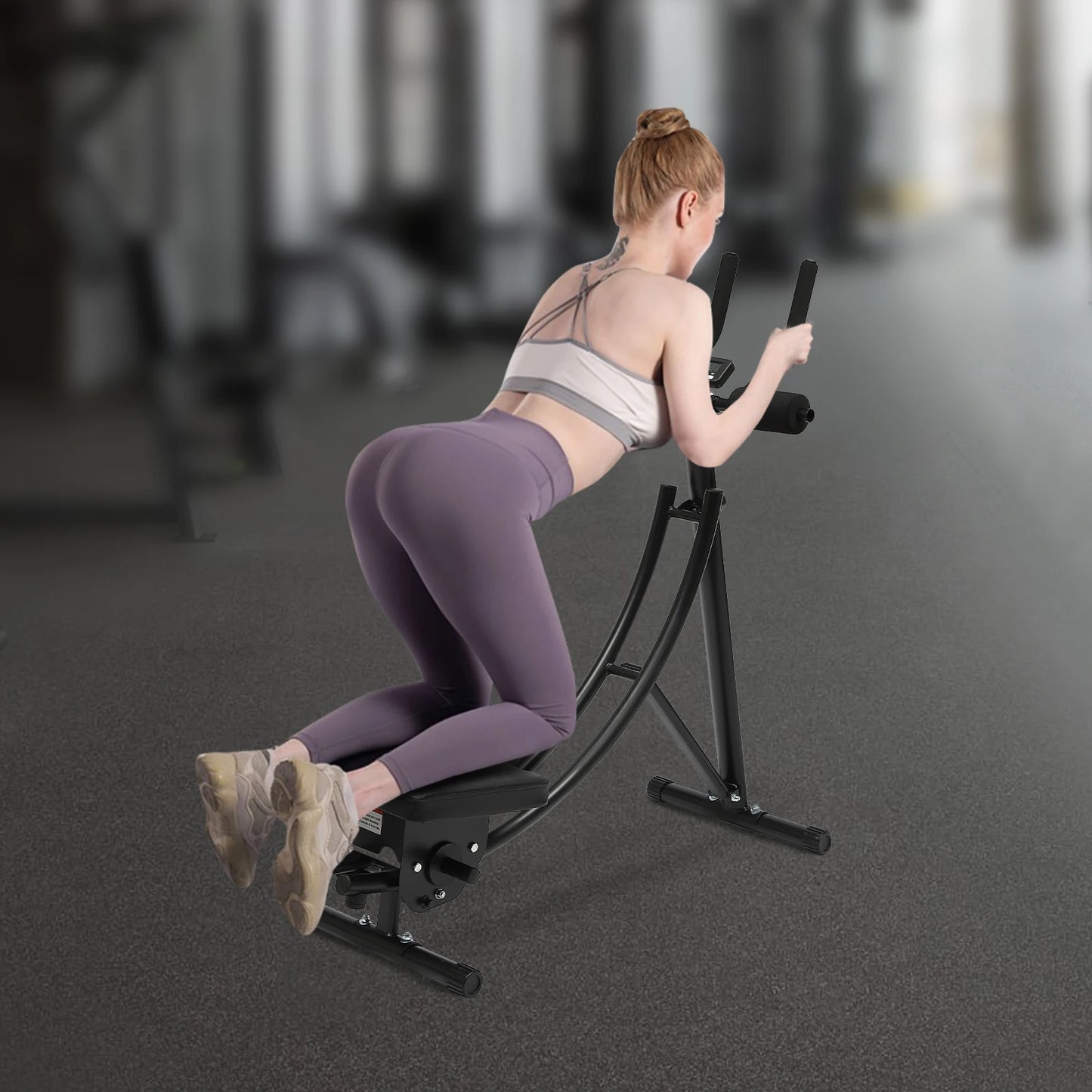 Ab Exercise, Ab Machine, Foldable Crunch Trainer, Dual Track 40° Curved Design, Multi-Functional Abs Core Fitness Equipment, LED Display for Workout Time, Black Home Gym Abdominal Trainer, Waist Arm Leg Glutes Body Sculpting