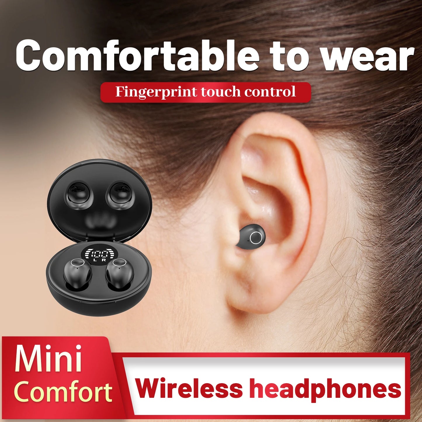 Ultra Small Invisible Sleeping Earbuds Wireless Bluetooth Earphones, Bass HIFI Music, Suitable For Casual Sports, Work, Classroom, Comfortable Wearing Noise Cancelling Headphones, Birthday Gift For Male And Female Couples And