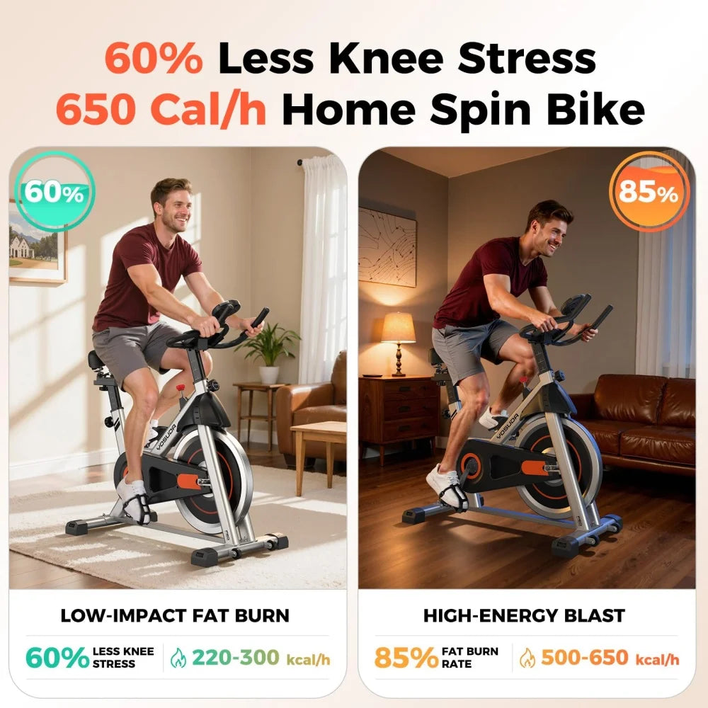 Foldable Indoor Spin Bike With Comfortable Seat For Cardio Training