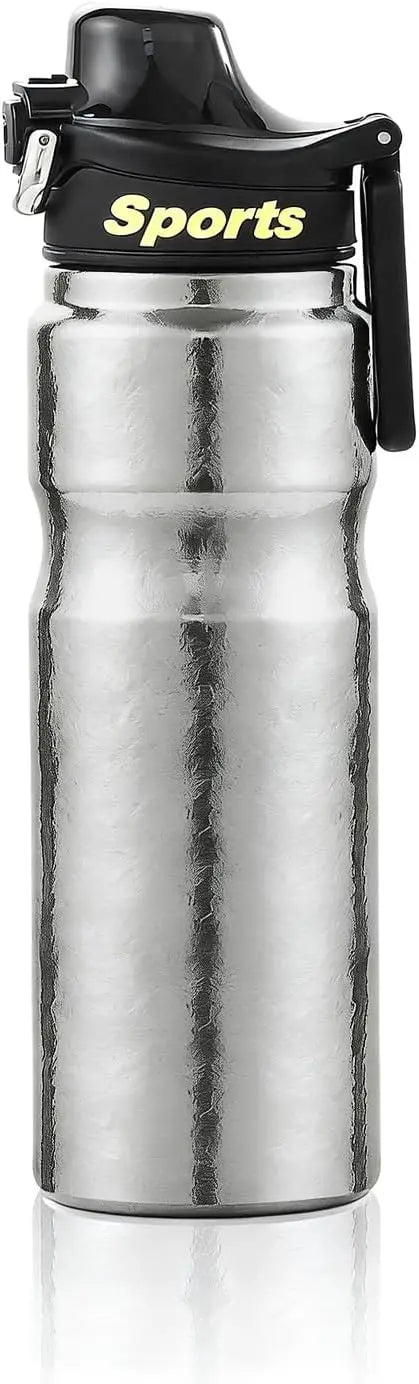 Double-Walled Insulated Titanium Water Bottle 23oz, Pure Titanium Cup, Professional Cycling Hydration Bottle with Double-Layer I