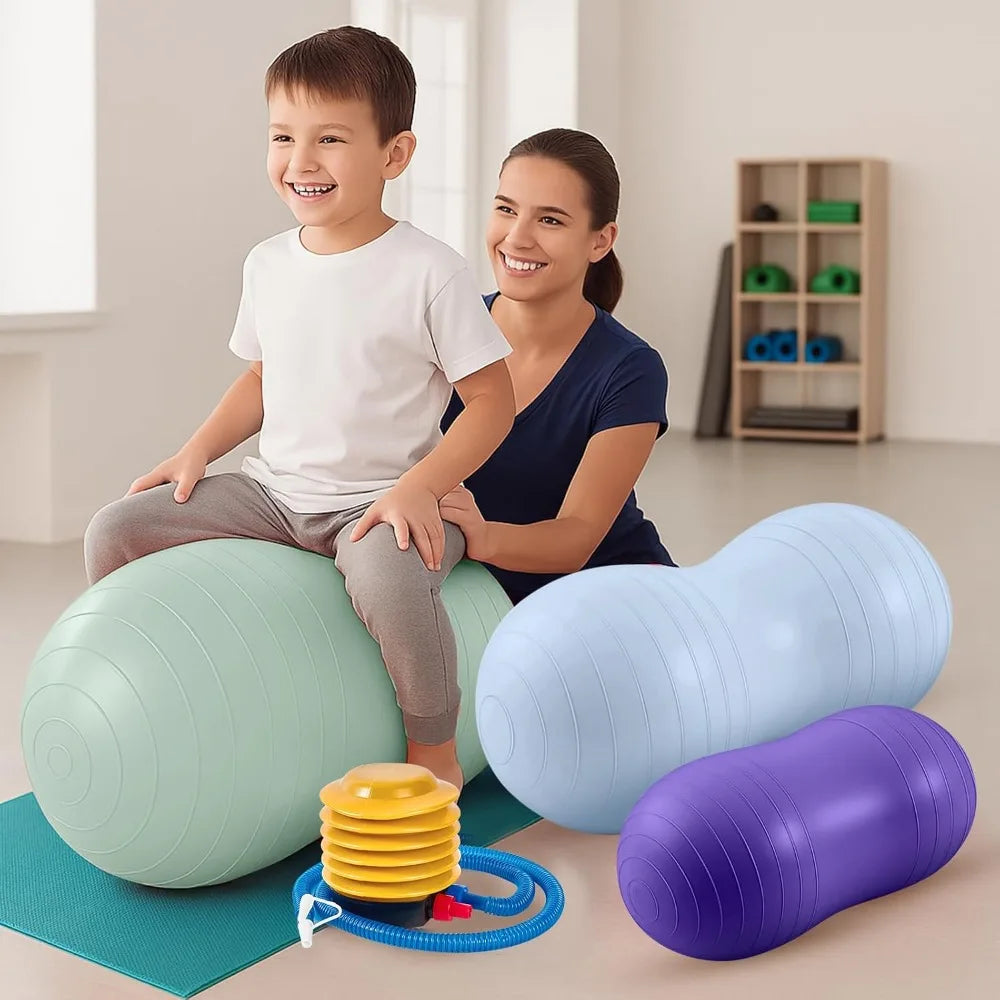 Peanut Ball for Kids Therapy Anti-Burst Exercise Yoga Ball with Pump for Pregnancy Birth Exercise Physical Therapy