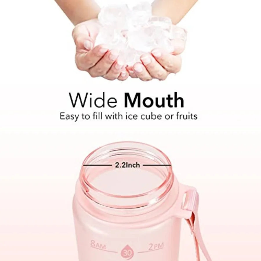 Copolyester Water Bottle With Straw And Hydration Time Markings