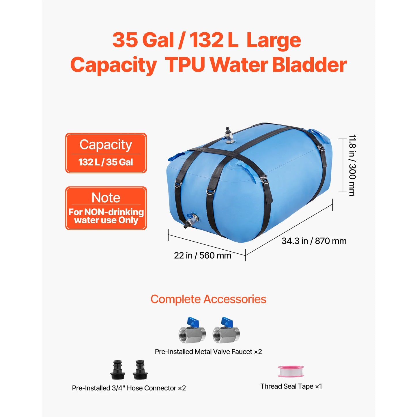 SucceBuy Water Storage Bladder TPU Collapsible Bag For Outdoors