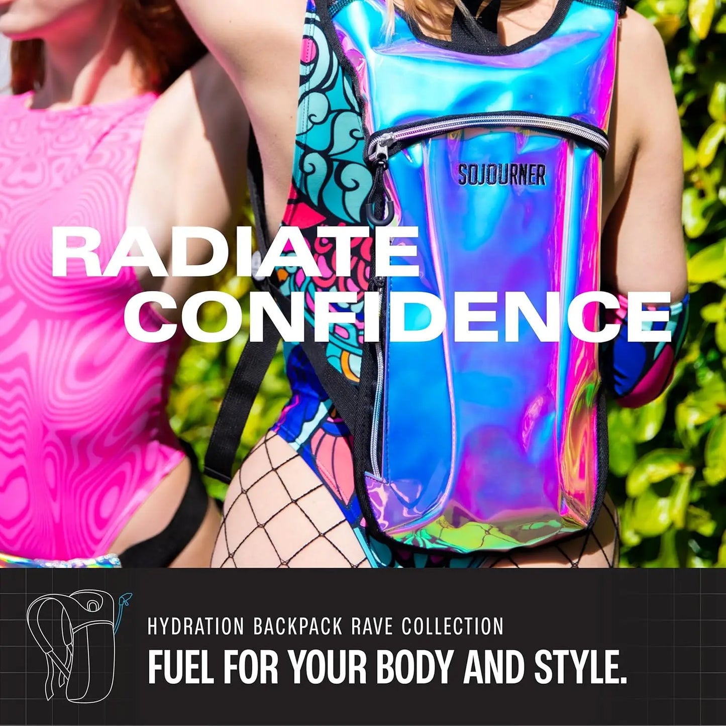Hydration Backpack With 2L Bladder Leak Proof For Hiking Running Festivals