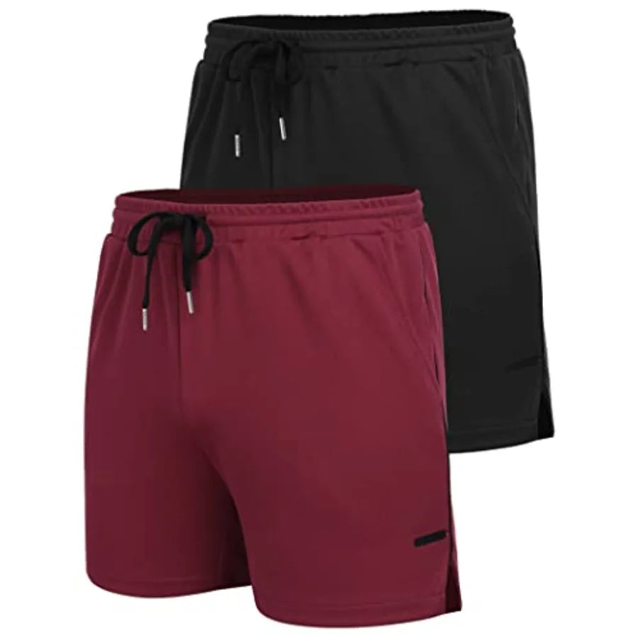 Men's Two Pack Quick Dry Athletic Running Shorts With Pockets
