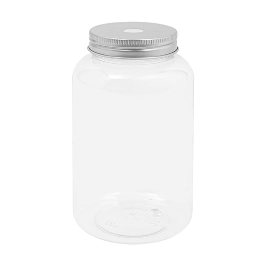 Clear Milk Tea Bottles With Straw Hole Reusable PET Jars
