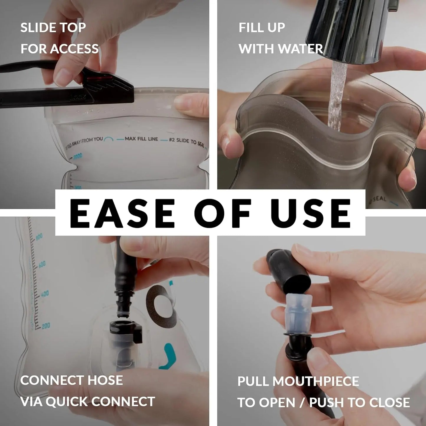 Hydration Bladder Leakproof Water Reservoir For Hiking With Insulated Hose