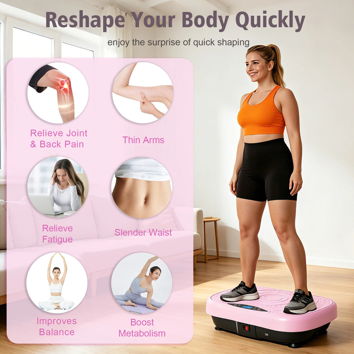 Portable Vibration Plate With Resistance Bands for Full Body Workout