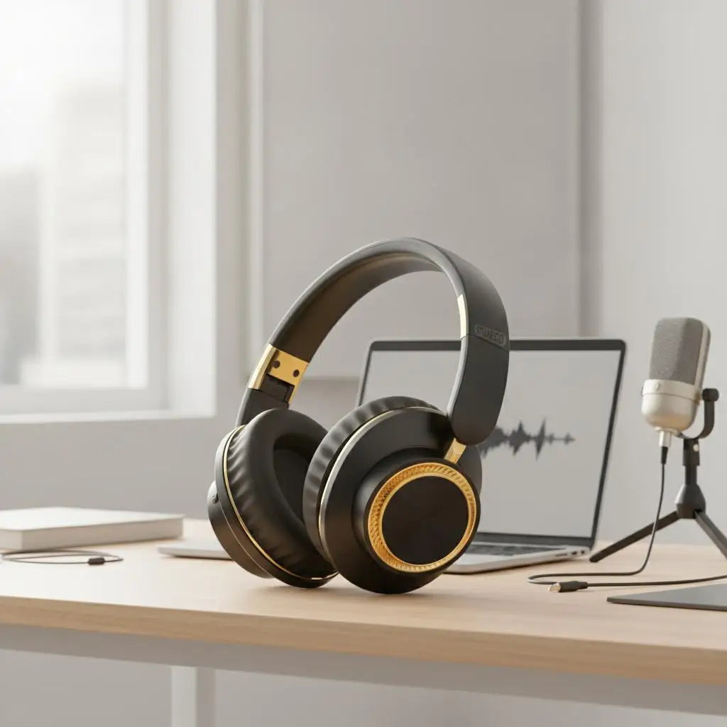 Foldable Wireless Bluetooth Headphones with 40mm Driver for Rich HiFi Sound and Heavy Bass Over Ear Gaming Headset with Built In Microphone and Wireless Calling for PC and Phone Suitable for Home Office Travel and Gaming