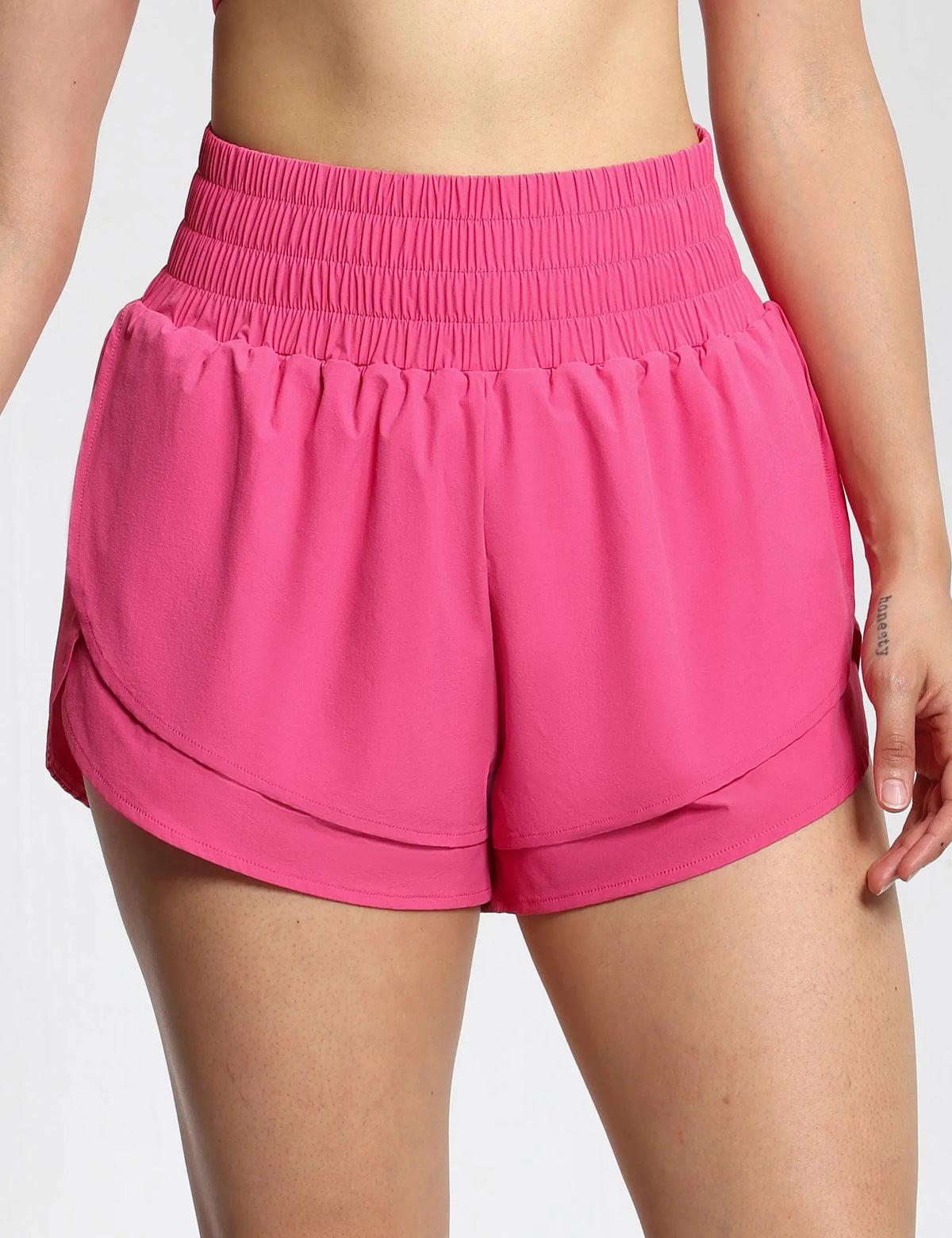 THE GYM PEOPLE Women's High Waisted Mesh Lined Running Shorts