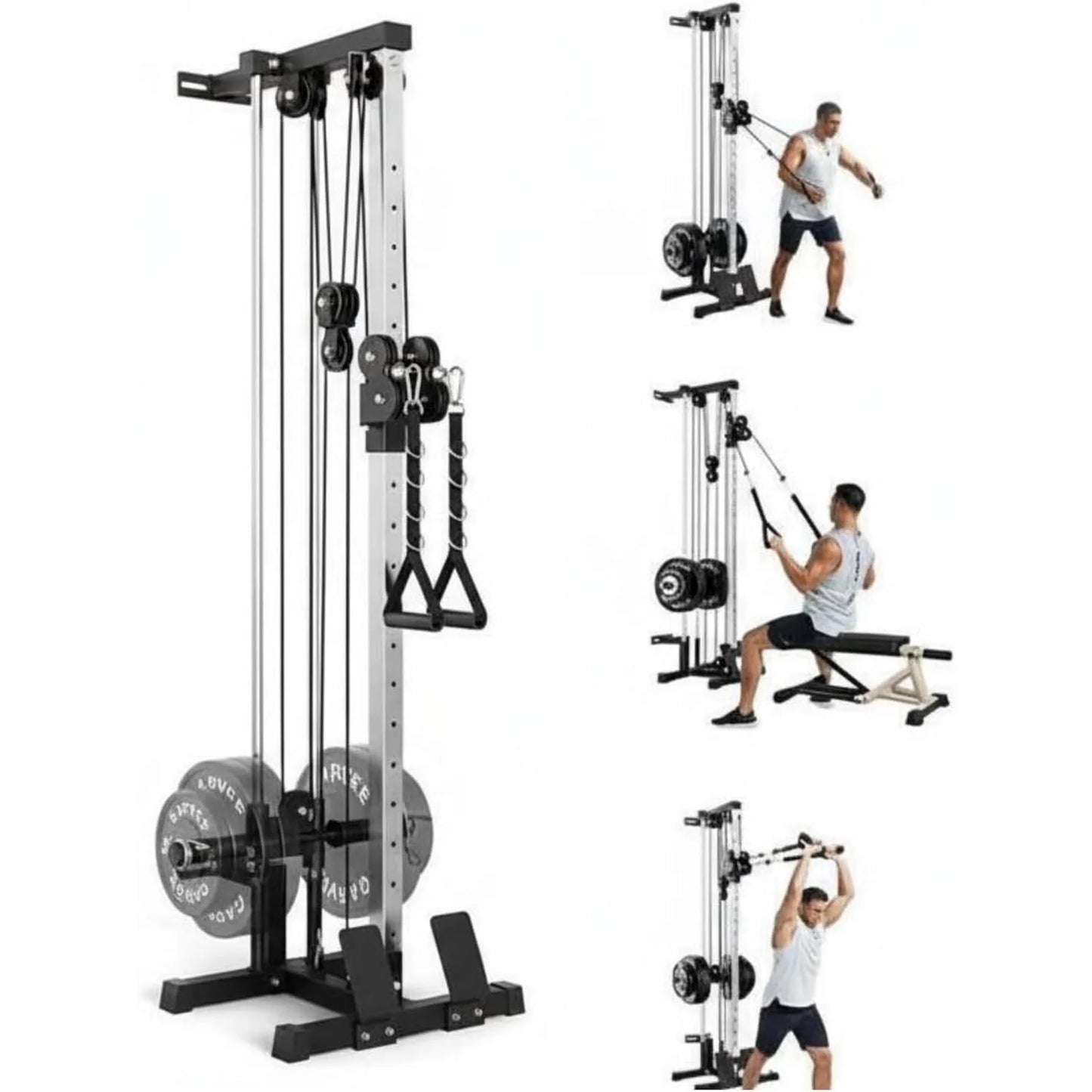 HiMISS Wall Mount Cable Station Dual Pulley Crossover Lat Pulldown