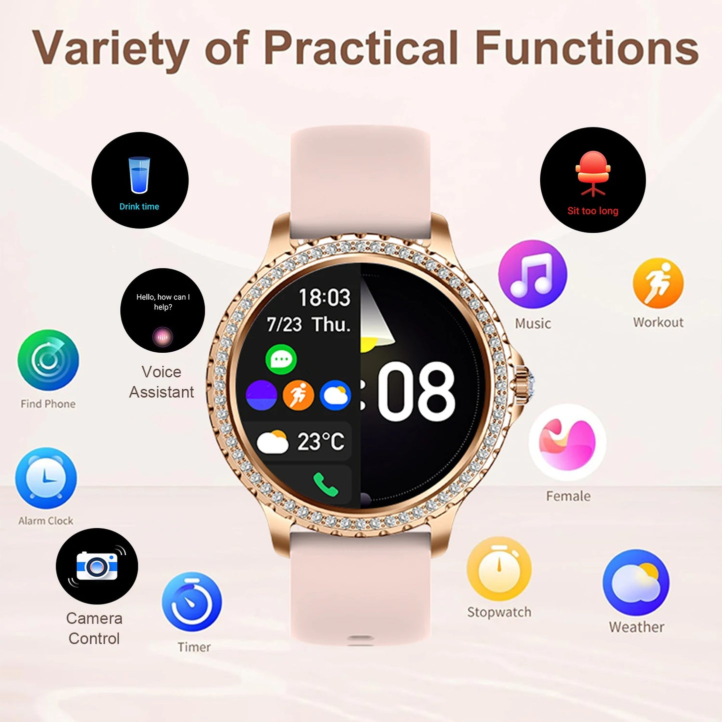 INNOFOVO Women Smart Watch With Wireless Calls And Music