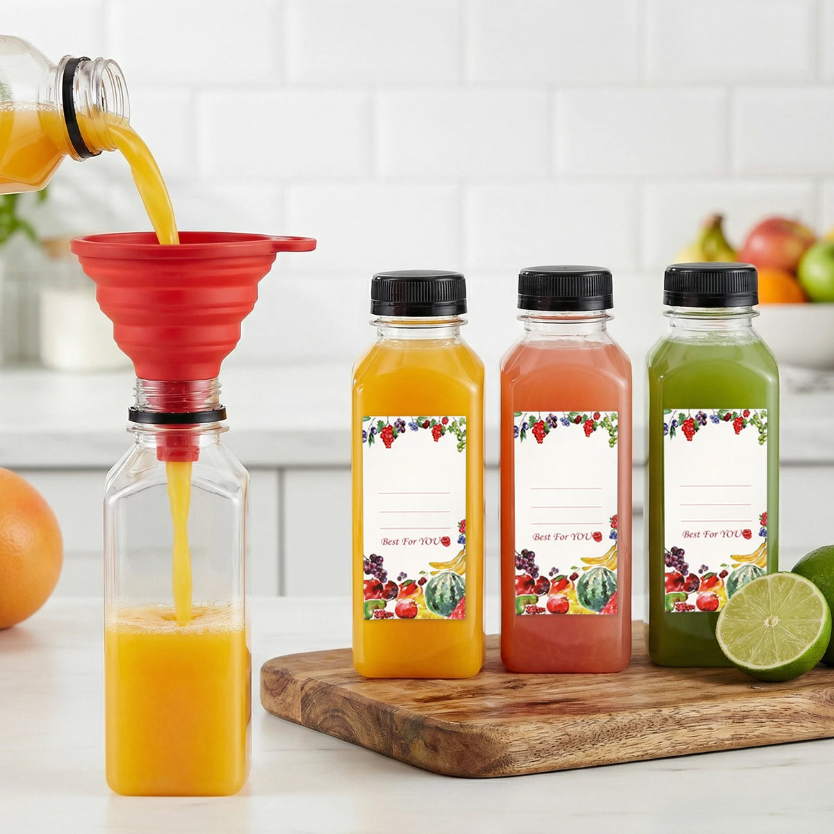 SGHUO Reusable Plastic Juice Bottles With Caps For Smoothies