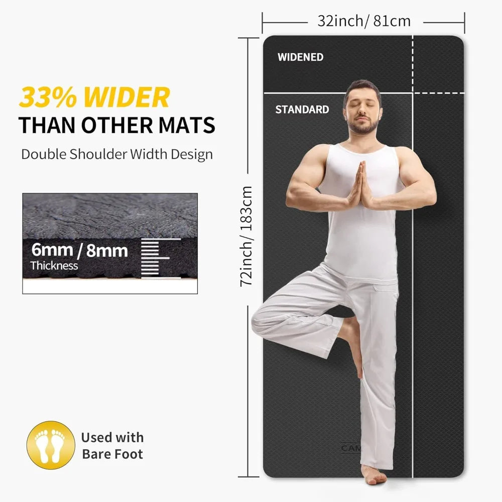 CAMBIVO Extra Wide Yoga Mat for Women and Men (72"/84"x 32"x 1/4") TPE Workout Mat, Non-slip Large Exercise Fitness Mat